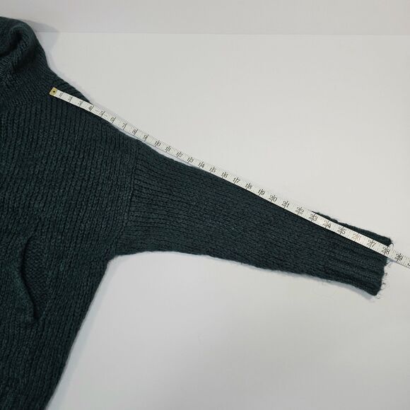 Zara Chunky Knit Hooded Sweater Dark Green Cozy Mohair Blend Oversized Size S - Picture 8 of 8